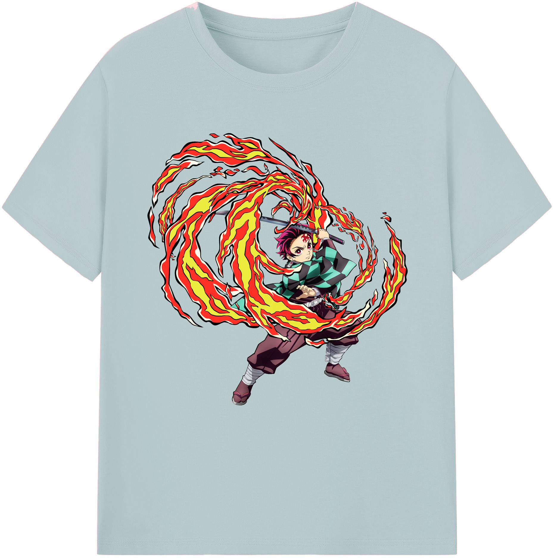 （画像用） 鬼滅の刃 竈門 炭治郎／かまど たんじろう Kamado Tanjirou 綿100％半袖Tシャツ（フロントプリント）